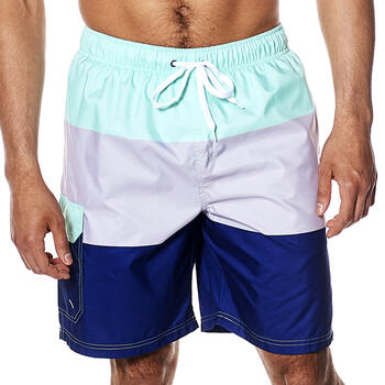 Young Mens Surf Zone Teal Color Block Swim Trunks - Boscov's