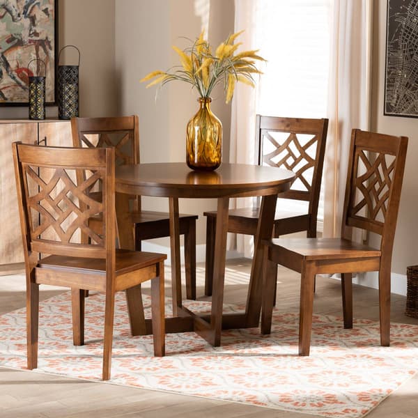 Baxton Studio Brava Walnut Brown Finished Wood 5pc. Dining Set
