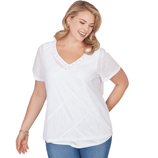 Plus Size Heart''s of Palm Smooth Sailing Solid Wavy Stripe Short - image 