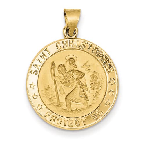 Unisex Gold Classics&#40;tm&#41; 14kt. Gold Saint Christopher Medal Pendant - image 
