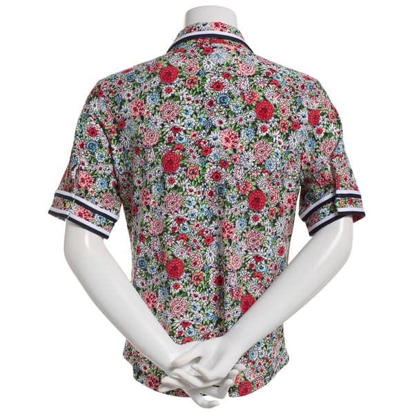 Womens Nautica Jeans Short Sleeve High Grove Garden Floral Polo