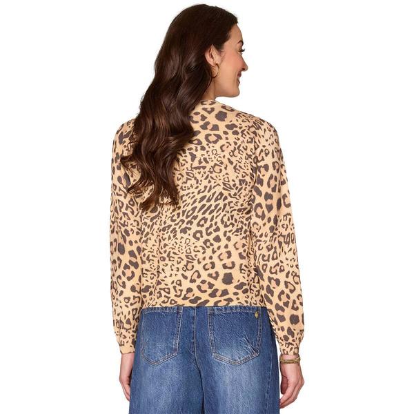 Plus Size Democracy Long Sleeve Sequin Neckline Leopard Sweater