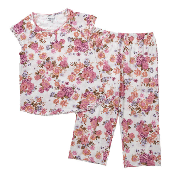 Petites Karen Neuburger Flutter Sleeve Floral Capri Pajama Set - image 