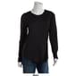 Juniors Poof! Long Sleeve Solid Crew Neck Shirttail Hem Tee - image 3