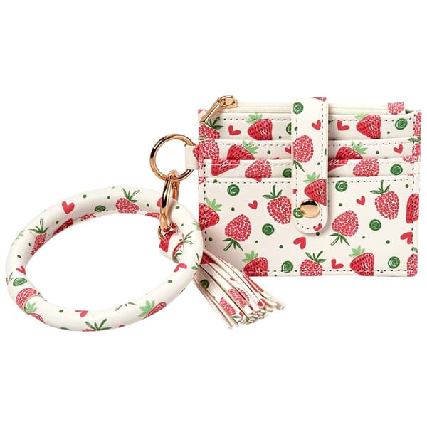 Womens DS Fashion Strawberry Ring Loop Card Holder Wristlet - image 