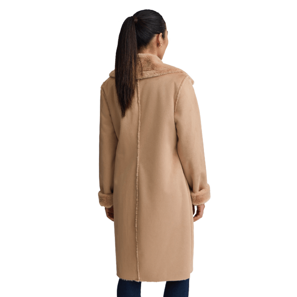 Womens NVLT Long Sueded Coat with Faux Fure Lining