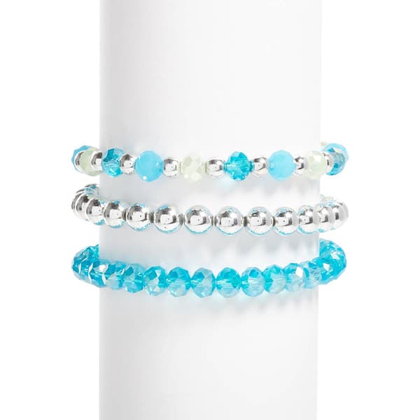 Ashley Cooper(tm) Silver-Tone & Blue Bead Stretch Bracelets - image 