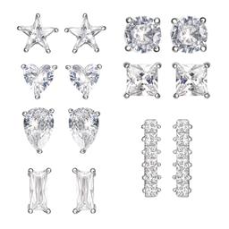 Splendere 7pr. Sterling Silver Cubic Zirconia Stud Earrings Set