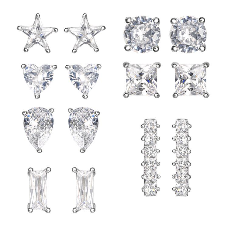 Splendere 7pr. Sterling Silver Cubic Zirconia Stud Earrings Set