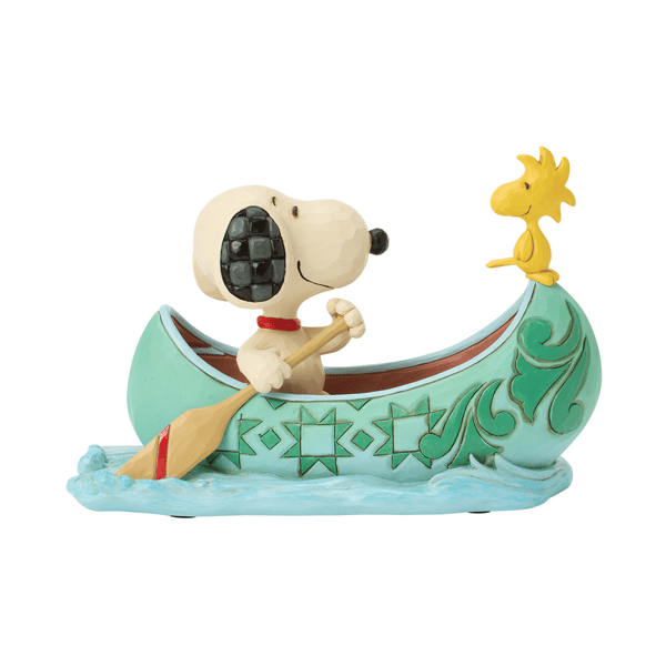 Jim Shore Peanuts Snoopy and Woodstock in Canoe Figurine - image 