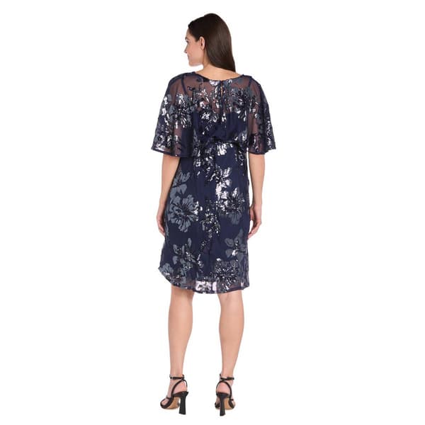 Petite R&M Richards Flutter Sleeve Sequin Floral Shift Dress