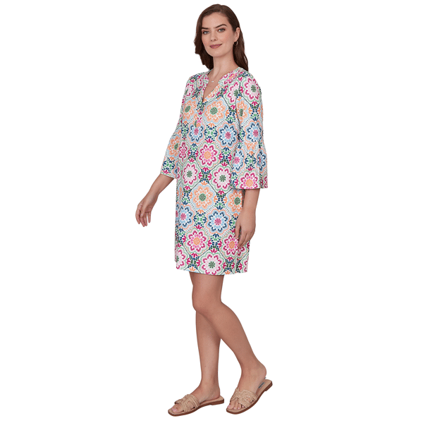 Womens Ruby Rd. Swing Into Spring Floral Medallion Shift Dress - image 