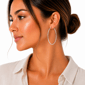 Saffron 50mm Stainless Steel Polished Flat Bottom Hoop Earrings - image 3