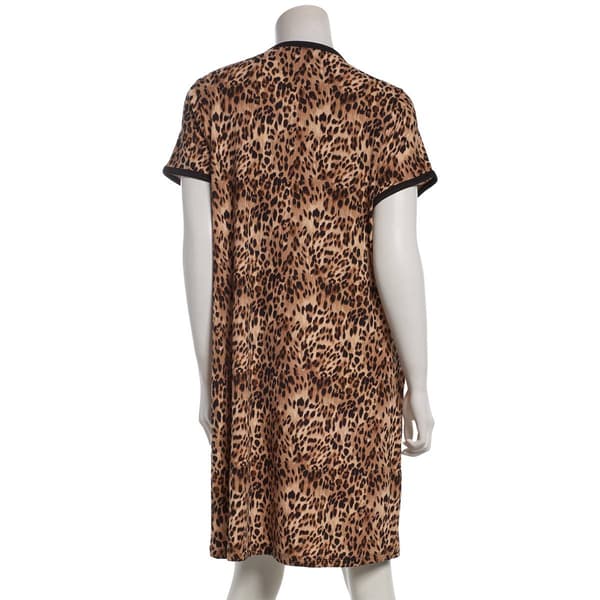 Womens René Rofé® Short Sleeve Ribbed Leopard Nightshirt