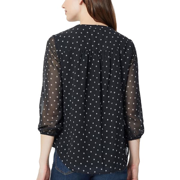 Womens Jones New York Kelly Long Sleeve V-Neck Dot Blouse