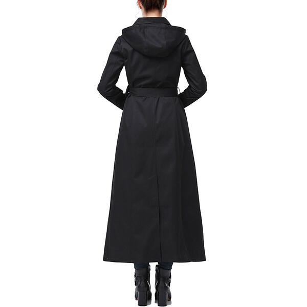 Womens BGSD Waterproof Hooded Belted Long Trench Coat