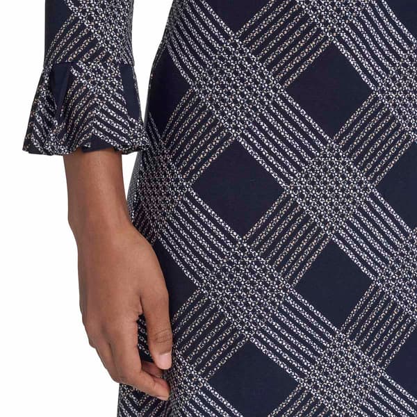 Womens Tommy Hilfiger Long Flounce Sleeve Plaid Shift Dress