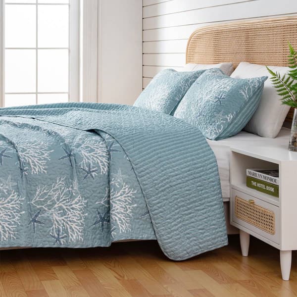 FreshFolds 3pc. Reversible Coastal Themed Quilt Set