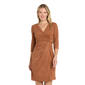 Womens R&M Richards 3/4 Sleeve Suede Faux Wrap Dress - image 1