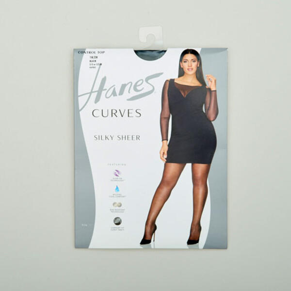 Plus Size Hanes&#40;R&#41; Curves Silky Sheer Control Top Pantyhose - image 