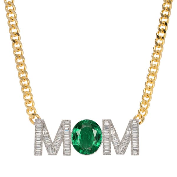Gianni Argento 14kt. Gold Plated Lab Emerald Mom Necklace