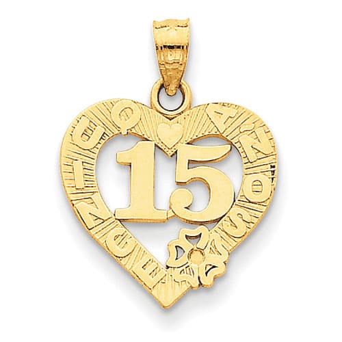 Gold Classics&#40;tm&#41; 14kt. Quince Anos Heart Frame Pendant - image 