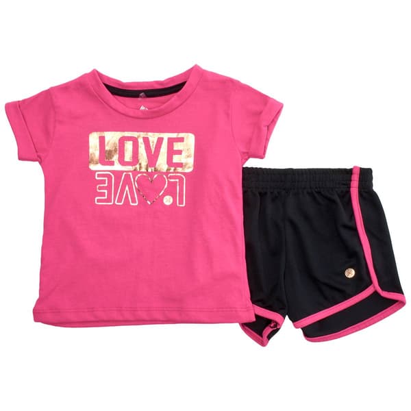 Toddler Girl RBX Love Short Sleeve Tee & Solid Mesh Shorts Set - image 