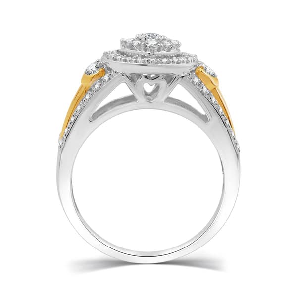 Loveblooms&#8482; Two-Tone 1/2cttw. Diamond Heart Halo Bridal Set