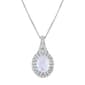 Gemstone Classics(tm) Sterling Silver Opal & Sapphire Halo Necklace - image 1
