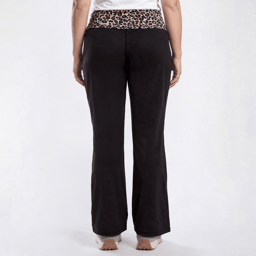 Juniors Plus No Comment Cheetah Fold Over Waist Flare Leggings