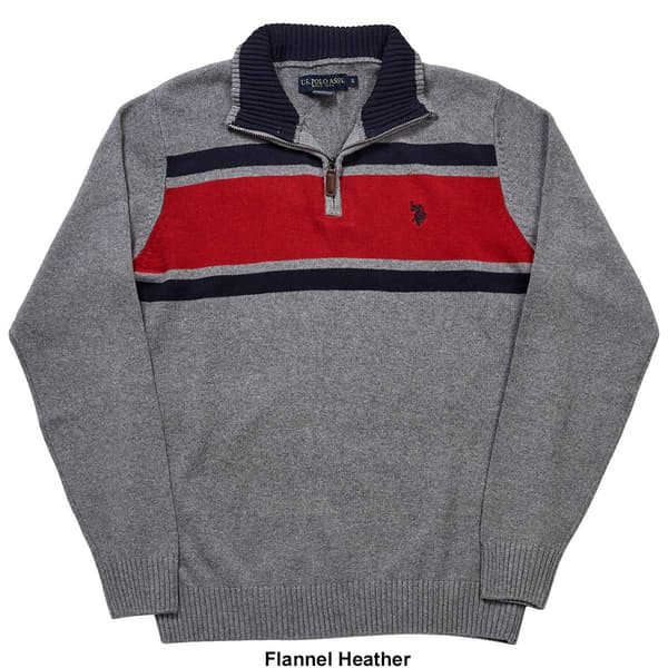 Mens U.S. Polo Assn.® 3 Stripe Cotton 1/4 Zip Sweater