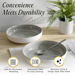Sango Resona Moss/Cream Large Ceramic Serving Bowl - Set of 2