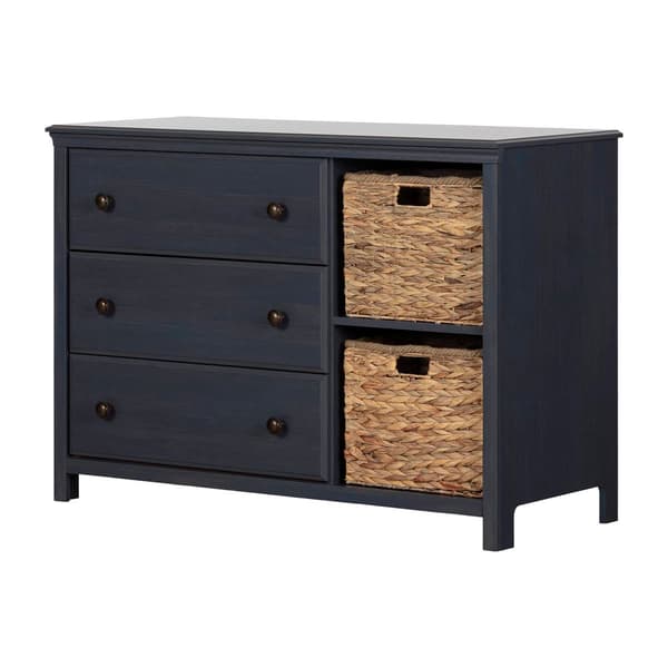 South Shore Cotton Candy Blueberry 3-Drawer Dresser w/Baskets