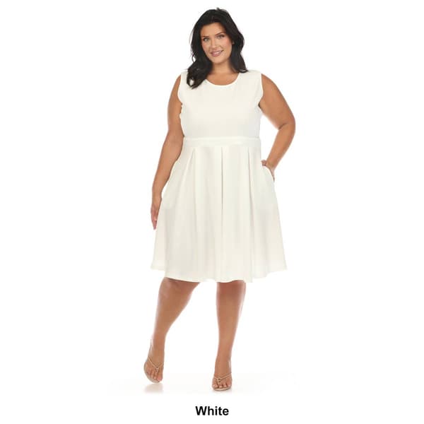 Plus Size White Mark Solid Fit and Flare Dress