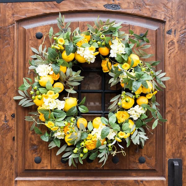 Melrose 28in. Lemon Floral Wreath