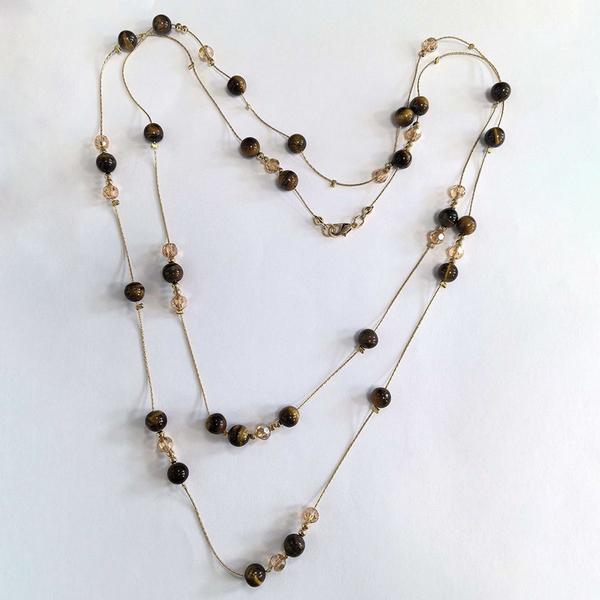 Ashley Cooper(tm) Gold-Tone Brown Beaded Necklace - image 