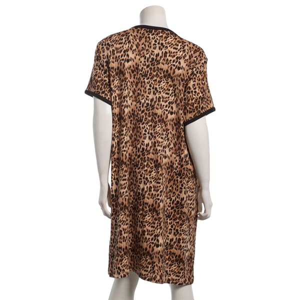 Plus Size René Rofé® Short Sleeve Leopard Nightshirt