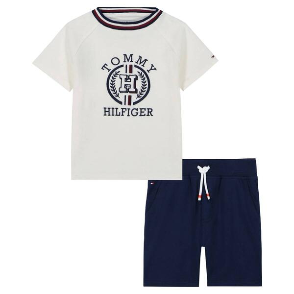 Toddler Boy Tommy Hilfiger Brand Raglan Sleeve Tee & Shorts Set - image 
