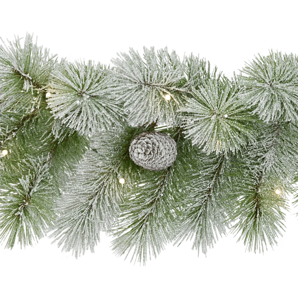 Puleo International 9ft. Pre-Lit Warm White Flocked Garland