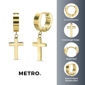 Mens Lynx Gold-Tone Ion Plated Cross Hoop Earrings - image 4
