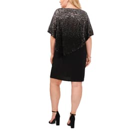 Plus Size MSK Solid Sequin Poncho Sheath Dress