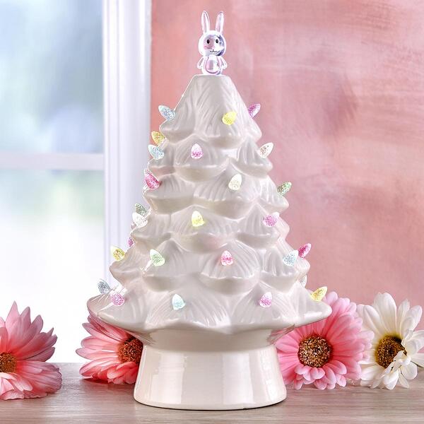 Mr. Cottontail 13in. Easter Bunny Light Up Ceramic Tree - image 