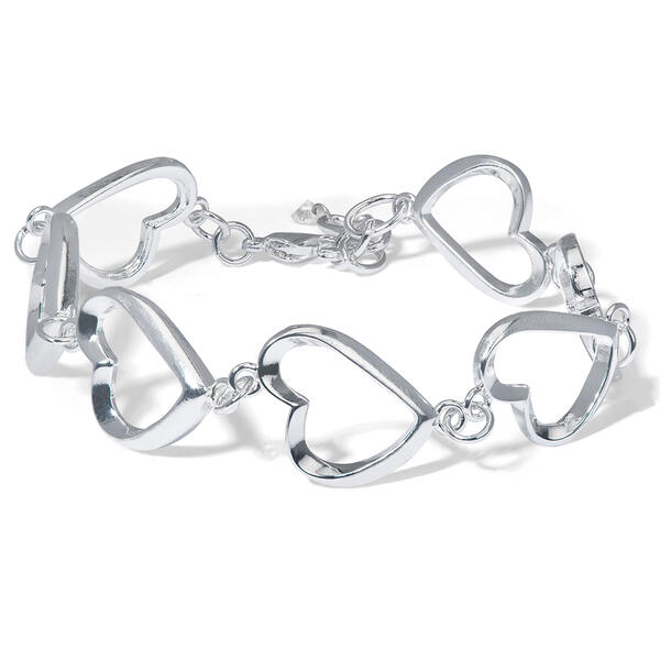 Silver Plated Heart Link Bracelet - image 