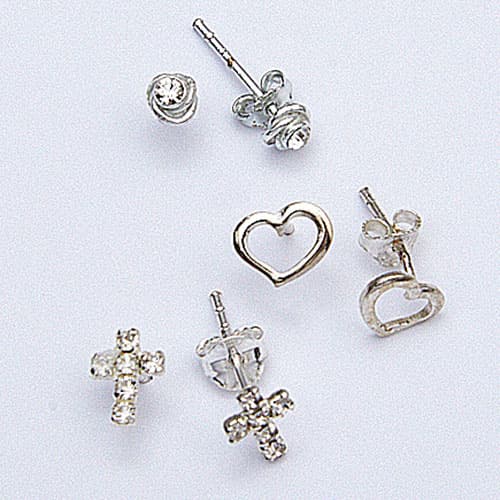 Marsala Sterling Silver Trio Set Multi Shape Earrings - image 