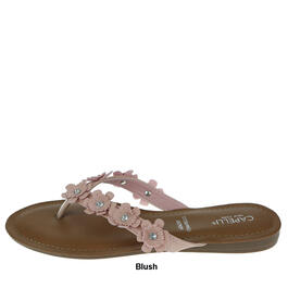 Womens Capelli New York Floral Flip Flops with Pearls