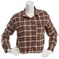 Juniors No Comment Crop Plaid Flannel Top- Brown - image 1