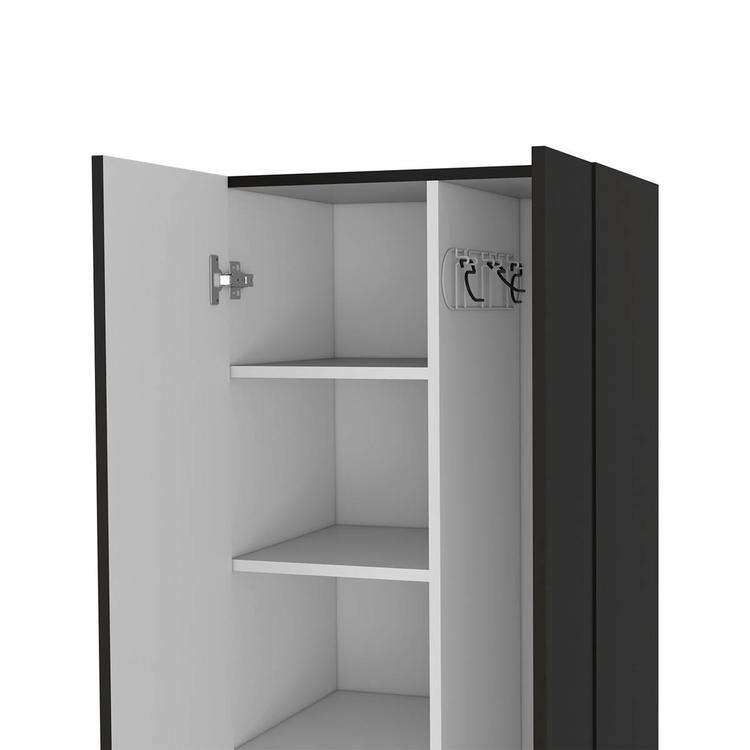 FM FURNITURE Norway Black Broom Closet Pantry