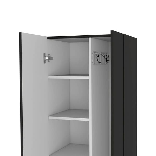 FM FURNITURE Norway Black Broom Closet Pantry