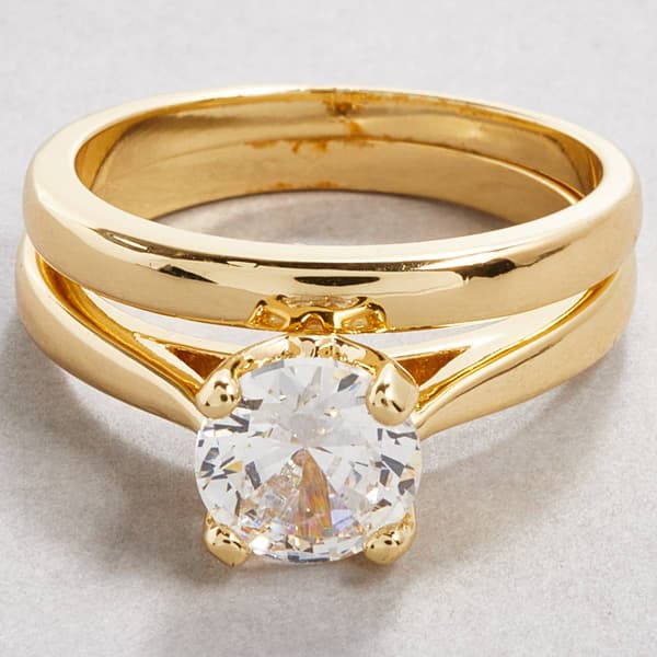 Ashley Cooper(tm) Gold-Tone Solitaire CZ Bridal Set - image 
