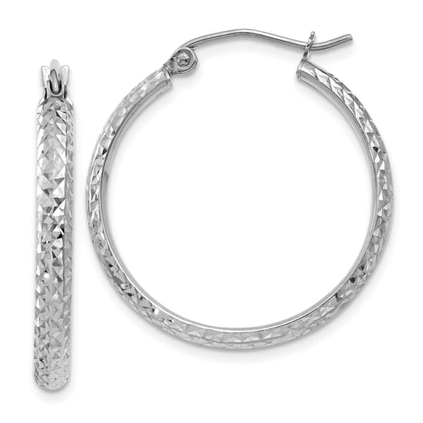 Gold Classics(tm) 14kt. White Gold 25mm Hoop Earrings - image 